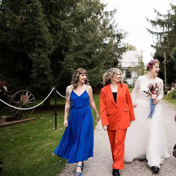 Cobalt Blue Pleated Midi Dress - Picture 3 of 5